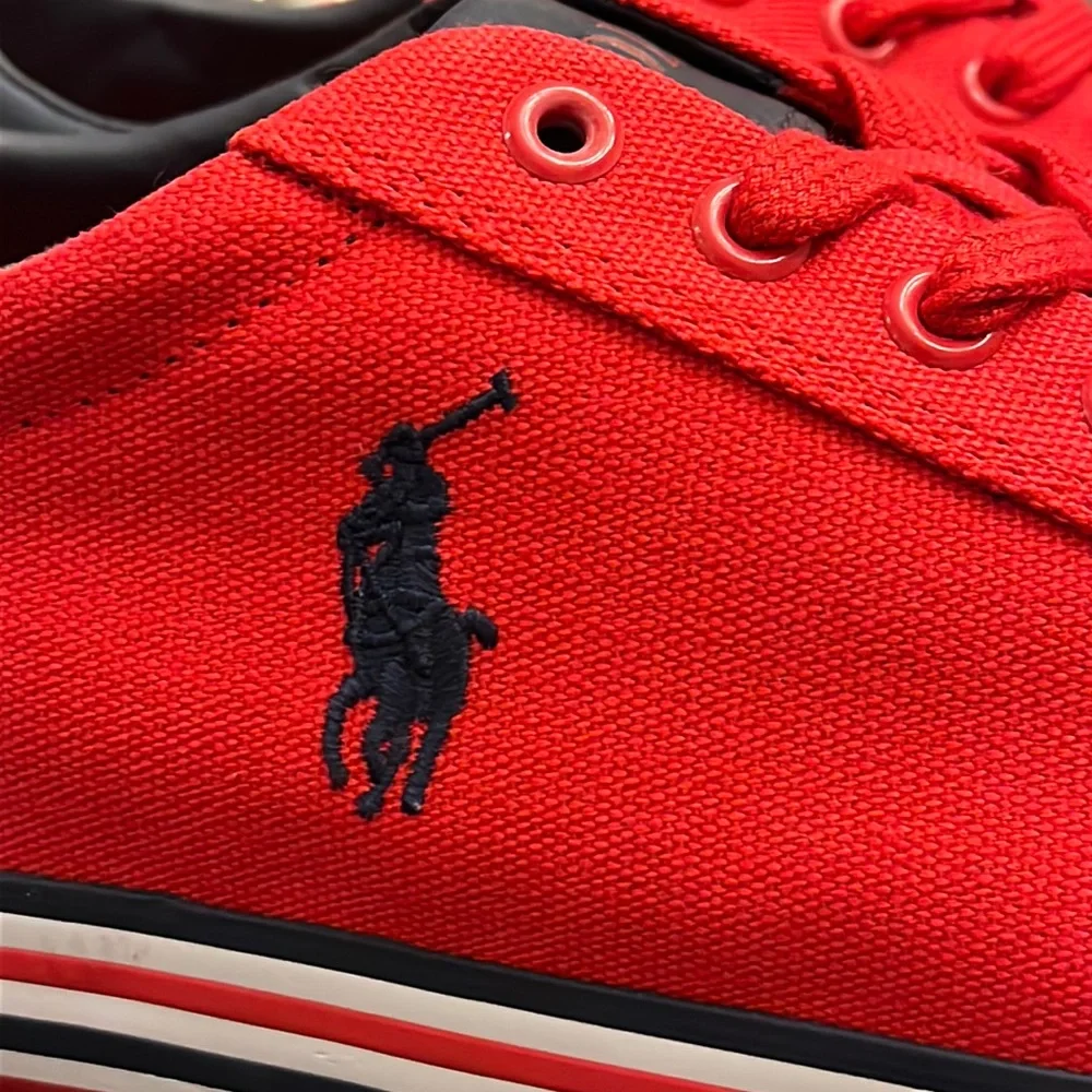 Polo Ralph Lauren Harvey SK VLC Shoes Sneakers Boat Deck Canvas red Mens Sizes